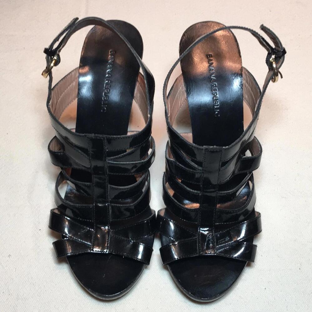 Banana Republic Black Strappy Heels Sz 7.5 shoes - Picture 3 of 8